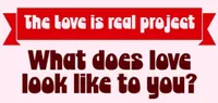 A flyer taped to a utility pole in Portland reads 'The Love is Real Project: What does love look like to you?' inviting people to scan a QR code and share photos or messages.